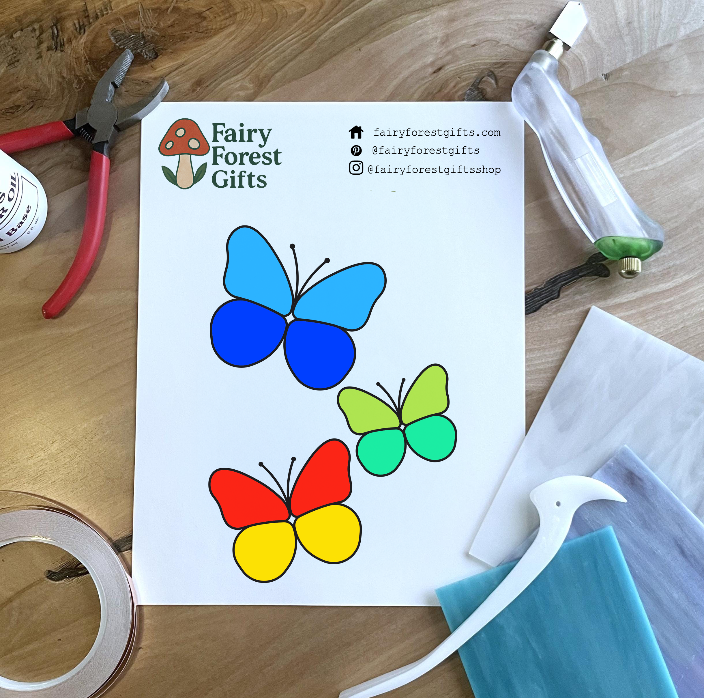 Beginner butterfly stained glass pattern – digital PDF for easy DIY stained glass art and suncatchers